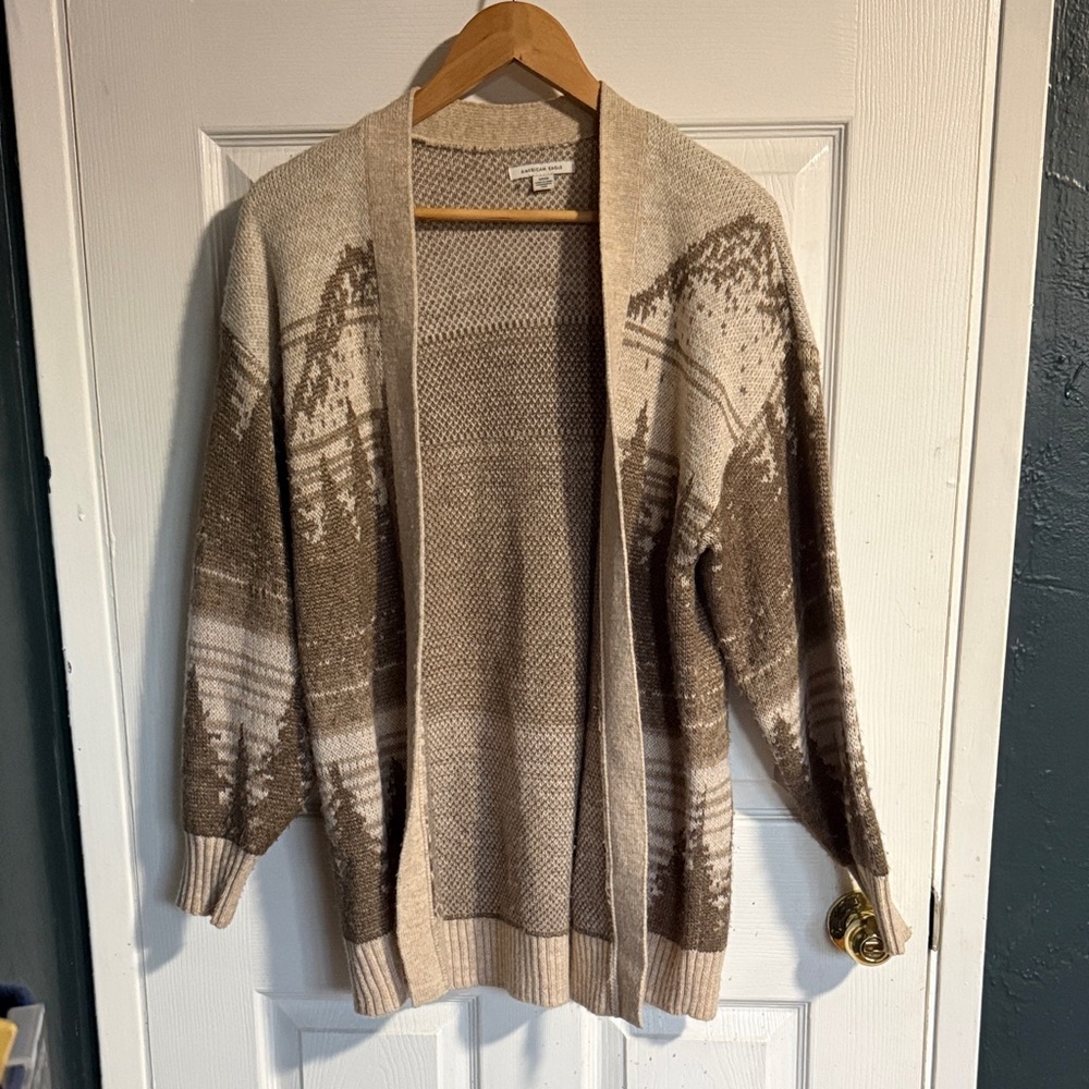 American Eagle Outfitters Brown and Cream Cardigan